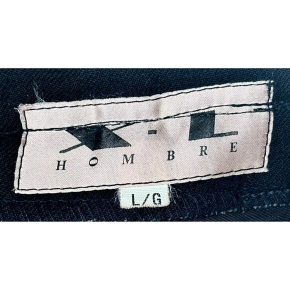 VTG X-L Hombre Wide Leg Wool Dress Pants Women L Black Pleated Zip Up Pockets - Picture 10 of 13